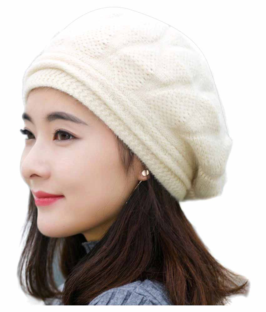 erosie noot afbreken iSweven White Winter Beanie Cap for Girls: Buy Online at Low Price in India  - Snapdeal