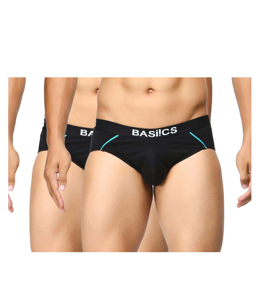     			BASIICS By La Intimo - Black Cotton Men's Briefs ( Pack of 2 )