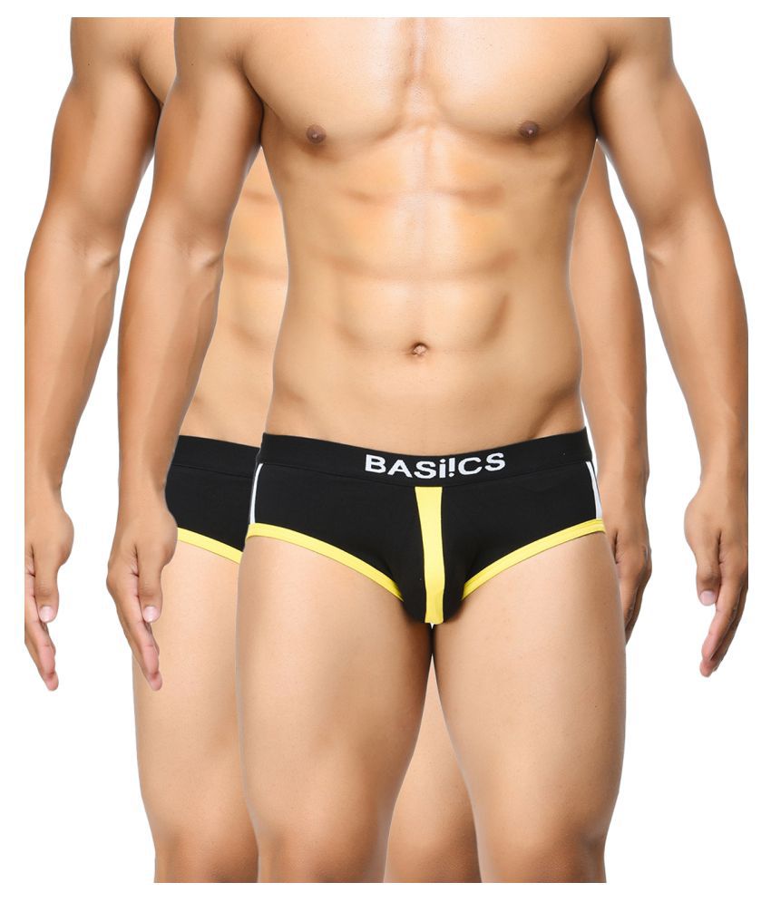     			BASIICS By La Intimo -  Black 100% Cotton Men's Briefs ( Pack of 2 )