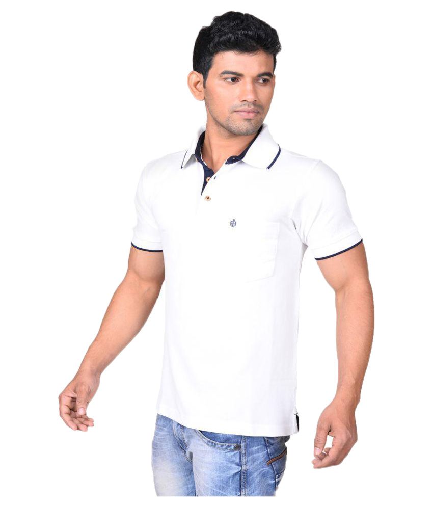 Zedd White Regular Fit Polo T Shirt 