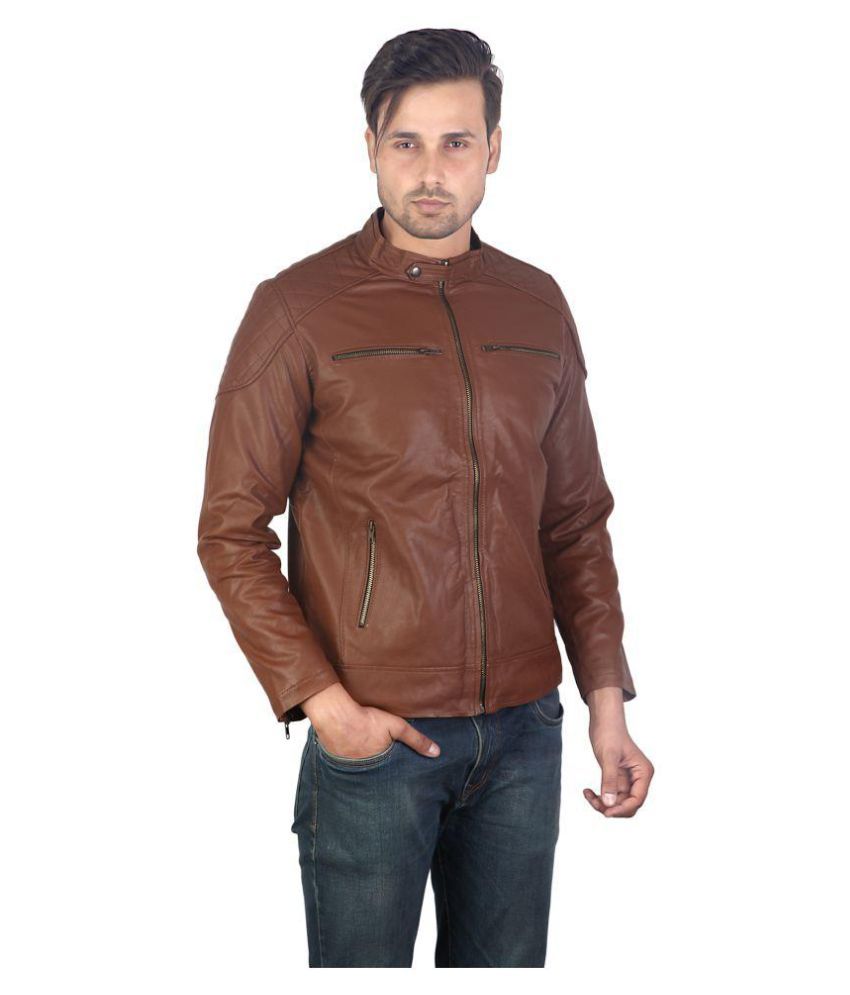 Zipper Brown Leather Jacket Buy Zipper Brown Leather Jacket Online at Best Prices in India on