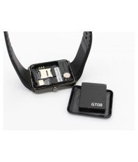 Life Like Gt08 Bluetooth Smartwatch With Sim & Sd Card Support-Black -Rubber Strap