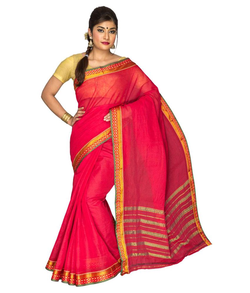 Mitasha Pink Cotton Saree - Buy Mitasha Pink Cotton Saree Online at Low ...