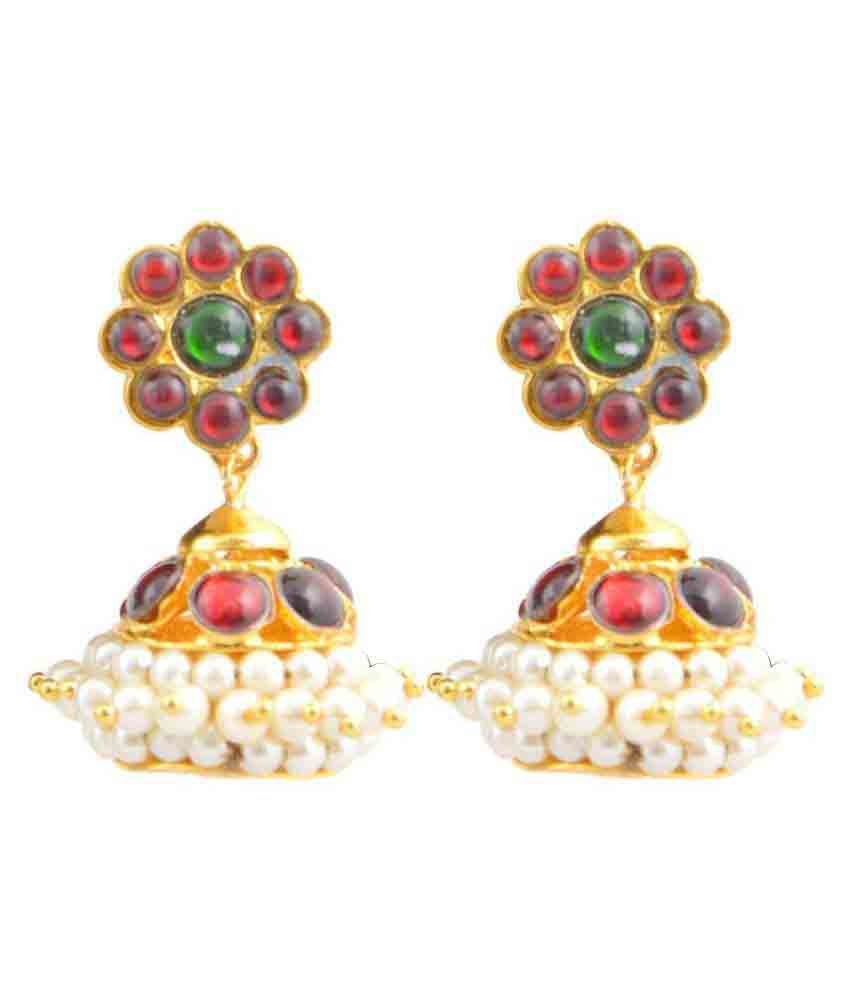 Usha Gold Plating Works Multicolour Bharatanatyam Jewellery Set: Buy ...