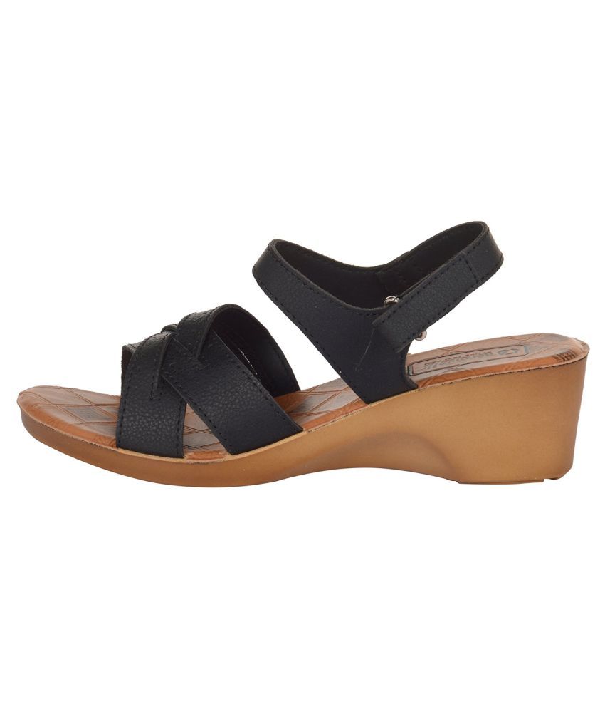 black wedge heels for work