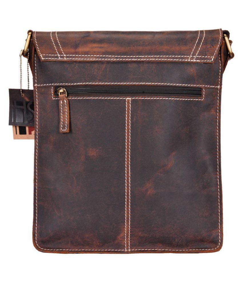 Hide Stitch Brown Leather Office Messenger Bag - Buy Hide Stitch Brown ...