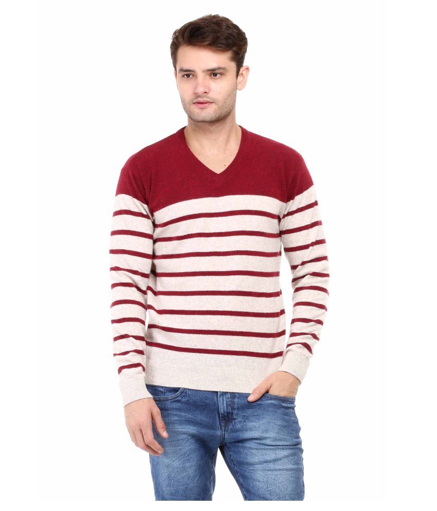 Red tape woolen sweater