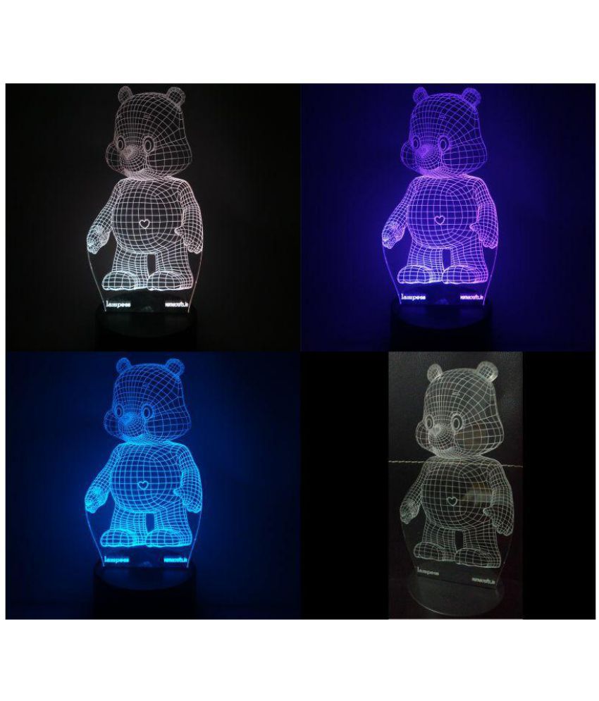 Varna Crafts Lampees 3D Illusion Teddy Bear Led 23 Acrylic Night Lamp ...