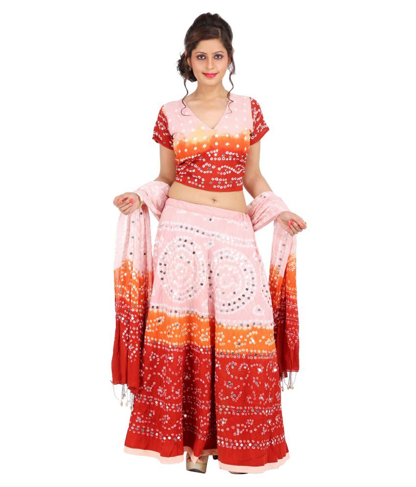 Gurukripa Shopee White and Red Cotton Circular Stitched Lehenga - Buy ...