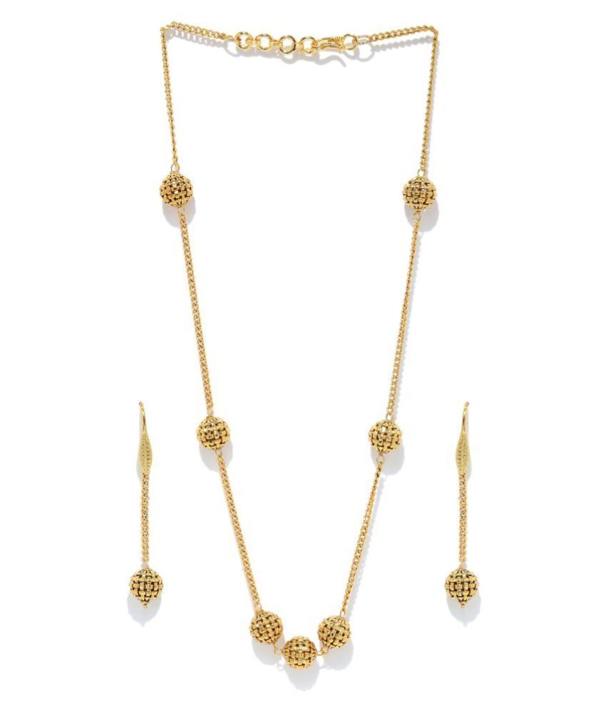 Zaveri Pearls Golden Alloy Necklace Set Buy Zaveri Pearls Golden