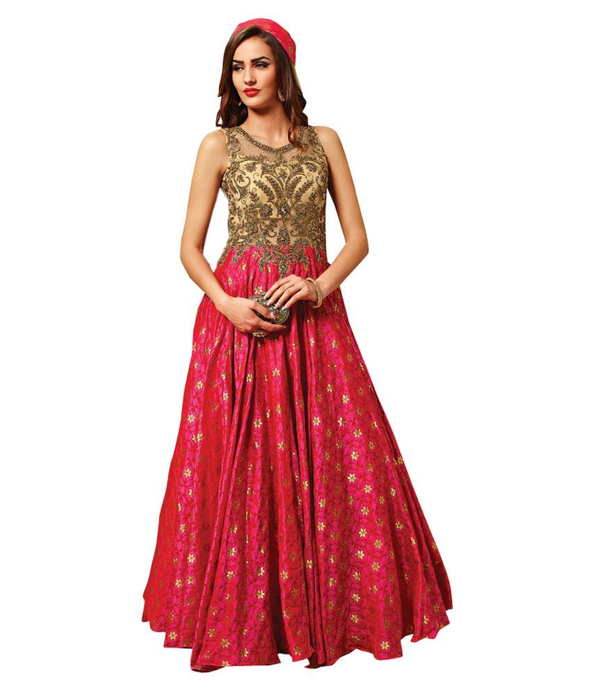 red banarasi gown