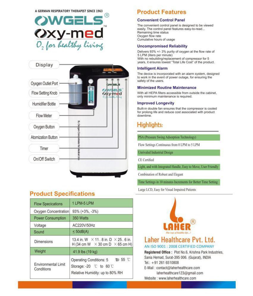 Owgels oxygen concentrator