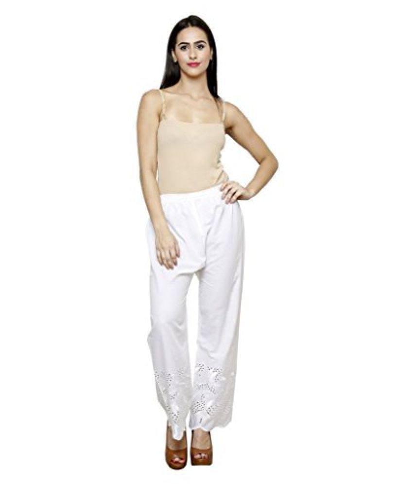 white chikankari palazzo pants