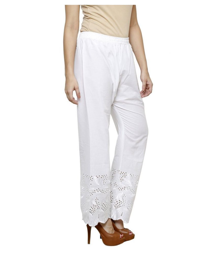 white chikankari palazzo pants