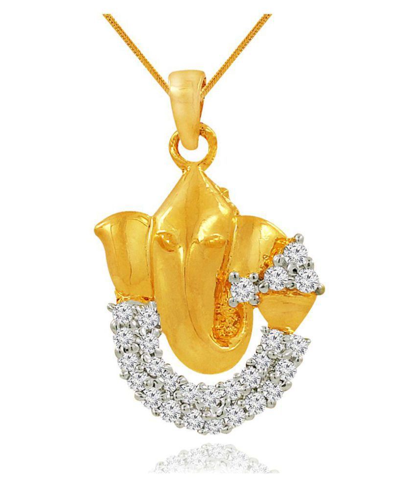    			Spargz Temple Daily Wear Spiritual Brass Gold Cubic Zircon Pendant