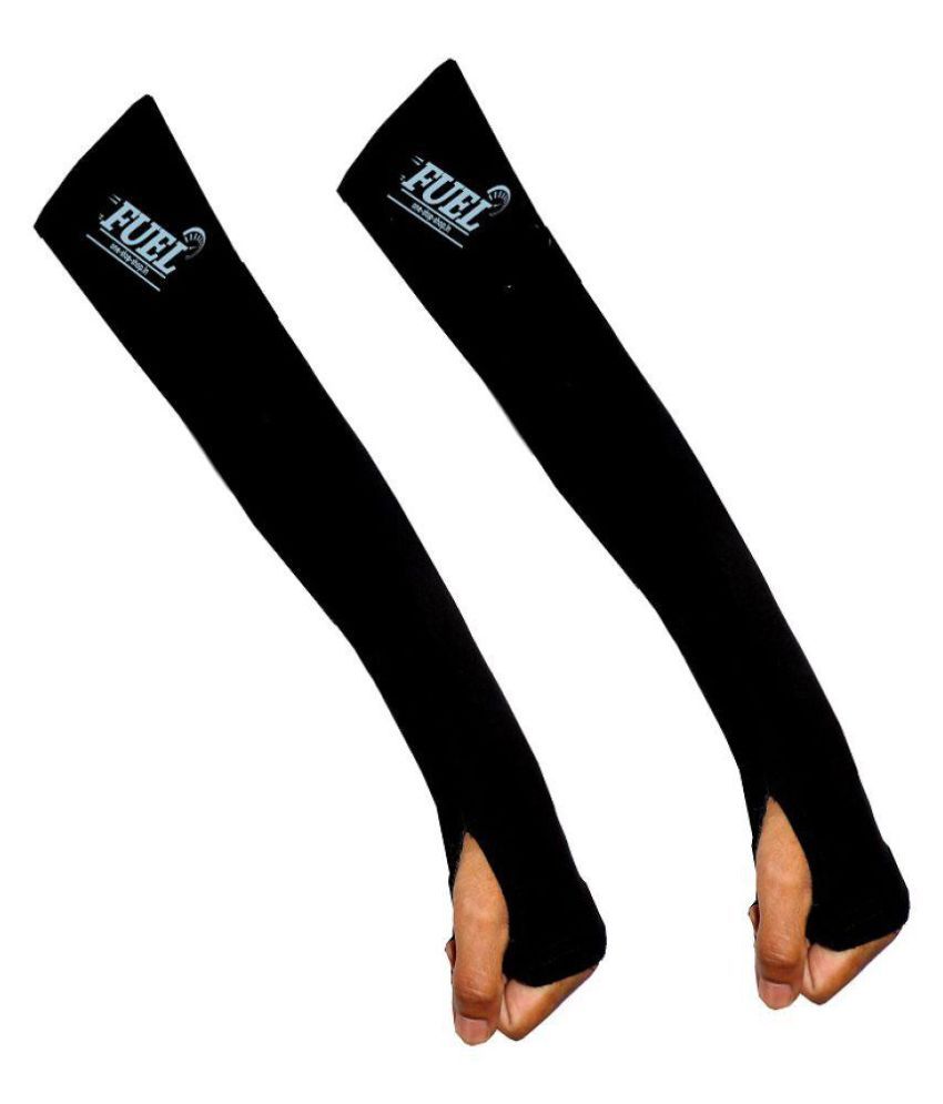 OssFuel Black Arm Sleeves with Thumb Hole for Bikers L Size Set of 2
