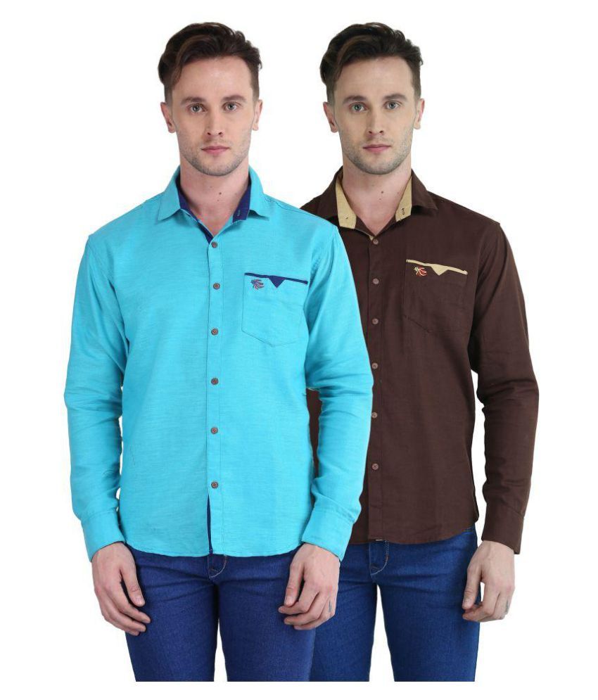     			British Terminal Multi Casuals Slim Fit Shirt Pack of 2