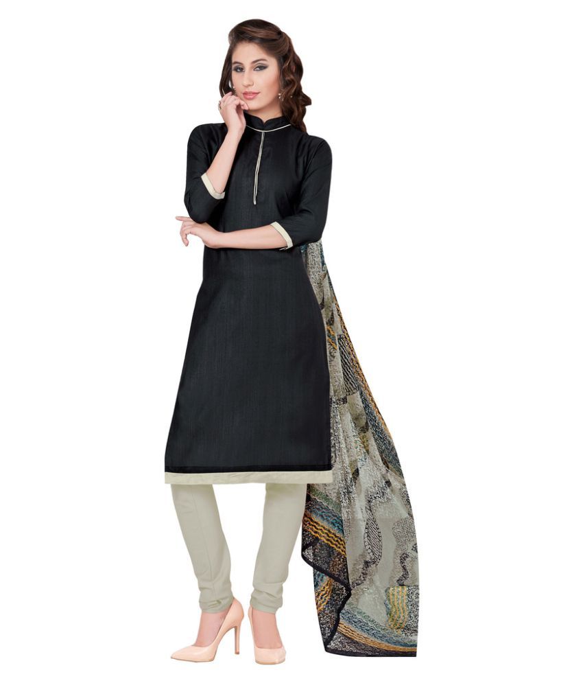 Snapshopee Black Khadi Dress Material - Buy Snapshopee Black Khadi Dress Material Online at Best 