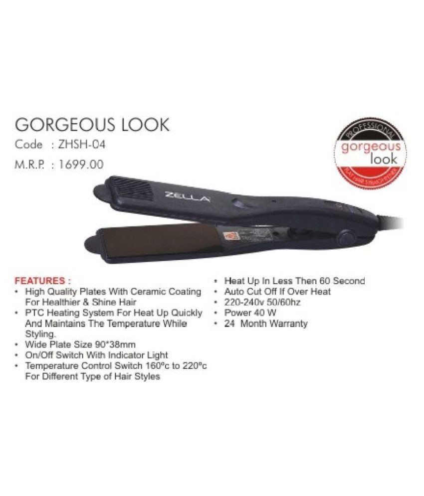 Zella Gorgeous Look Hair Straightener Black Price In India