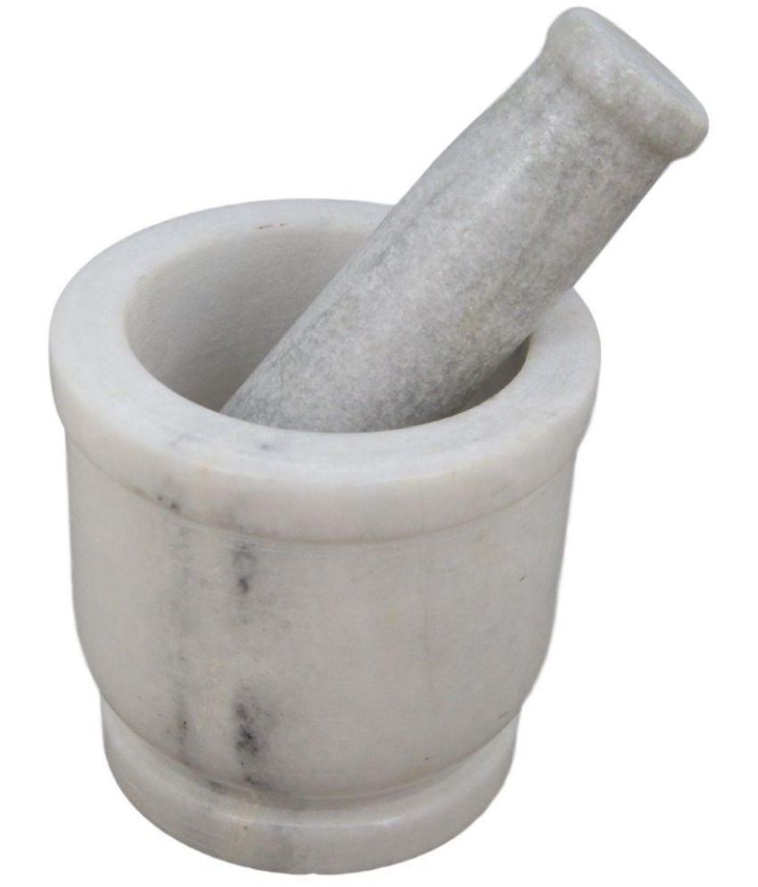     			Greentouch Handmade White Marble Mortar and Pastel Set