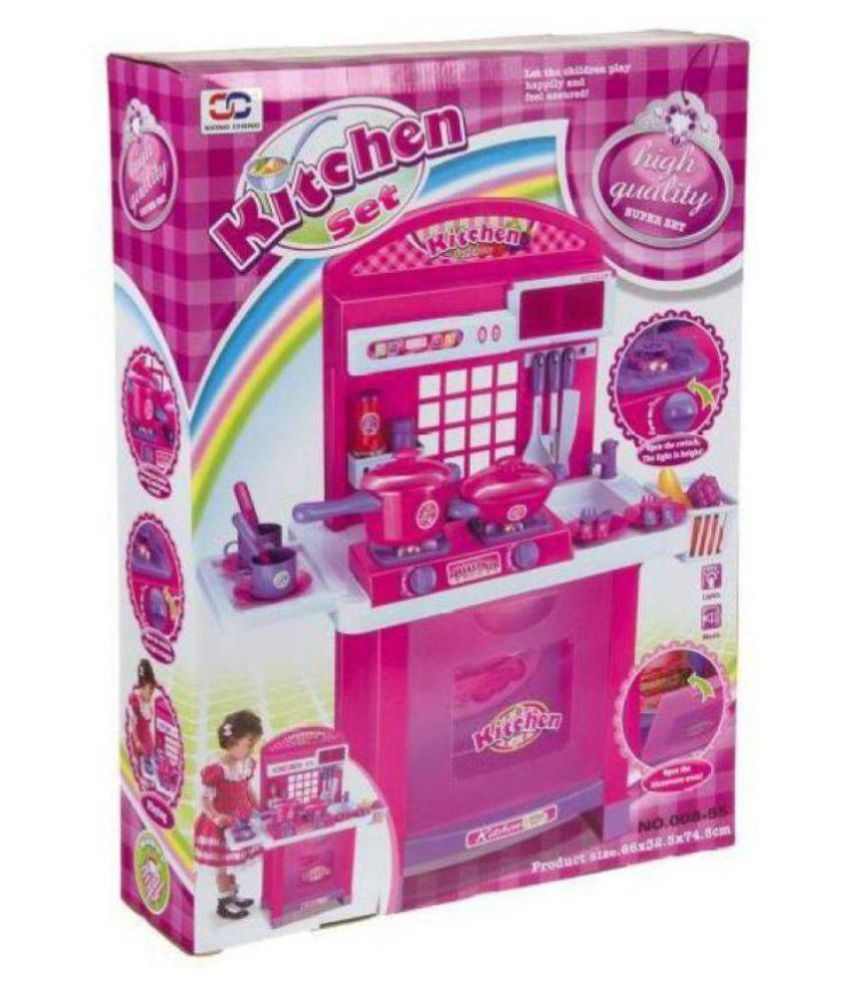 pink colour kitchen set