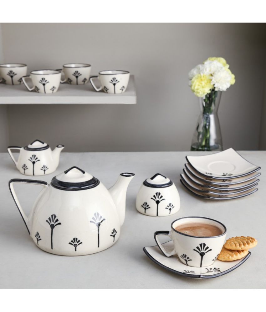 Unravel India Stoneware Tea Set 15 Pcs: Buy Online at Best ...