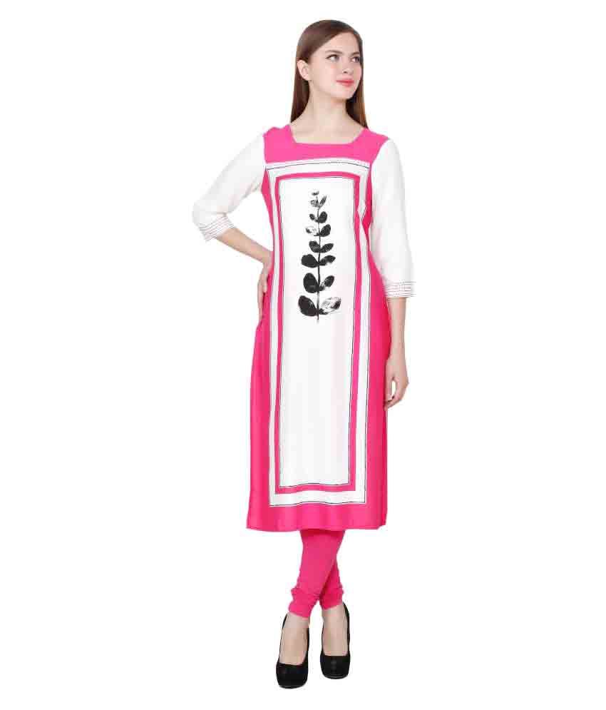CJ15 Multicoloured Viscose Straight Kurti