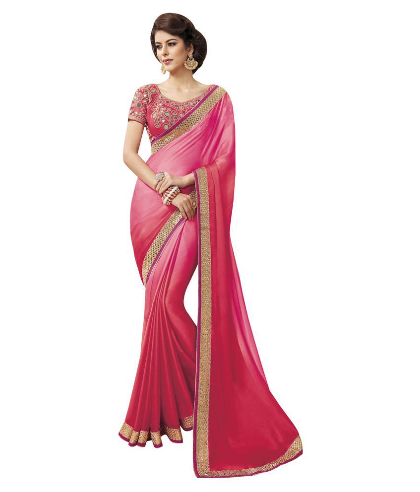 Urban Naari Pink Satin Saree - Buy Urban Naari Pink Satin Saree Online ...