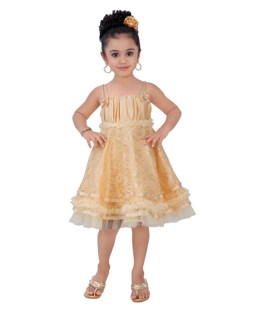 golden net frock design