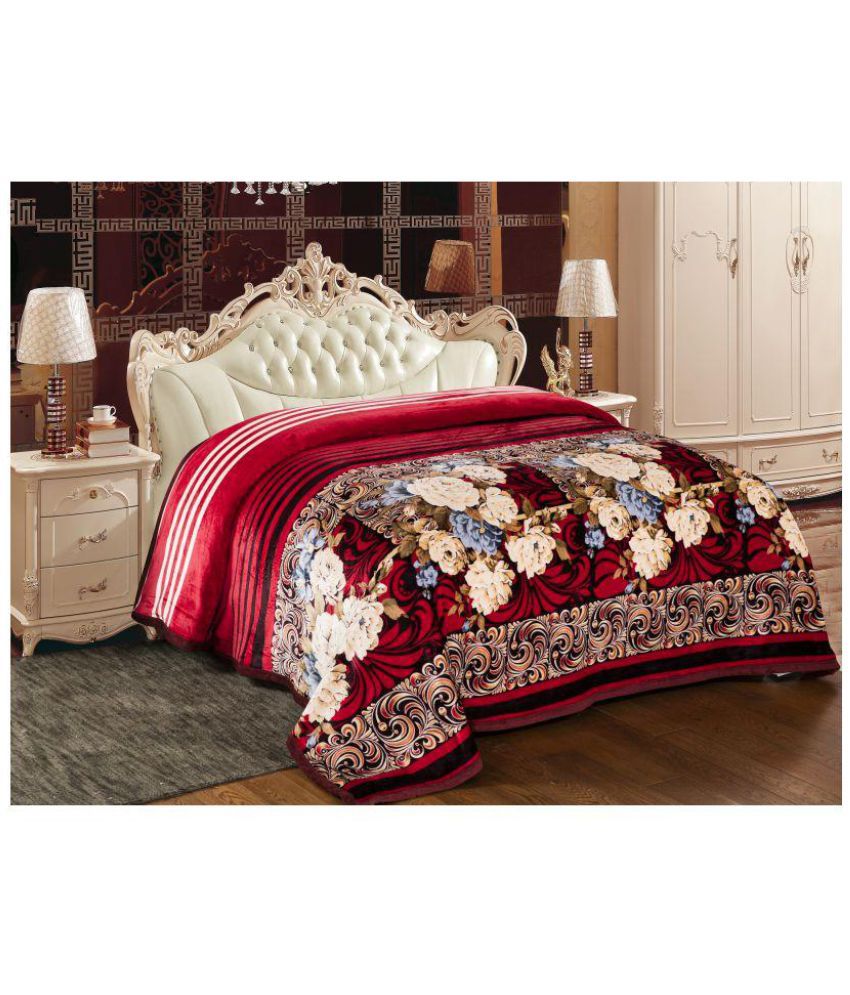     			Signature Double Poly Flannel Floral Blanket