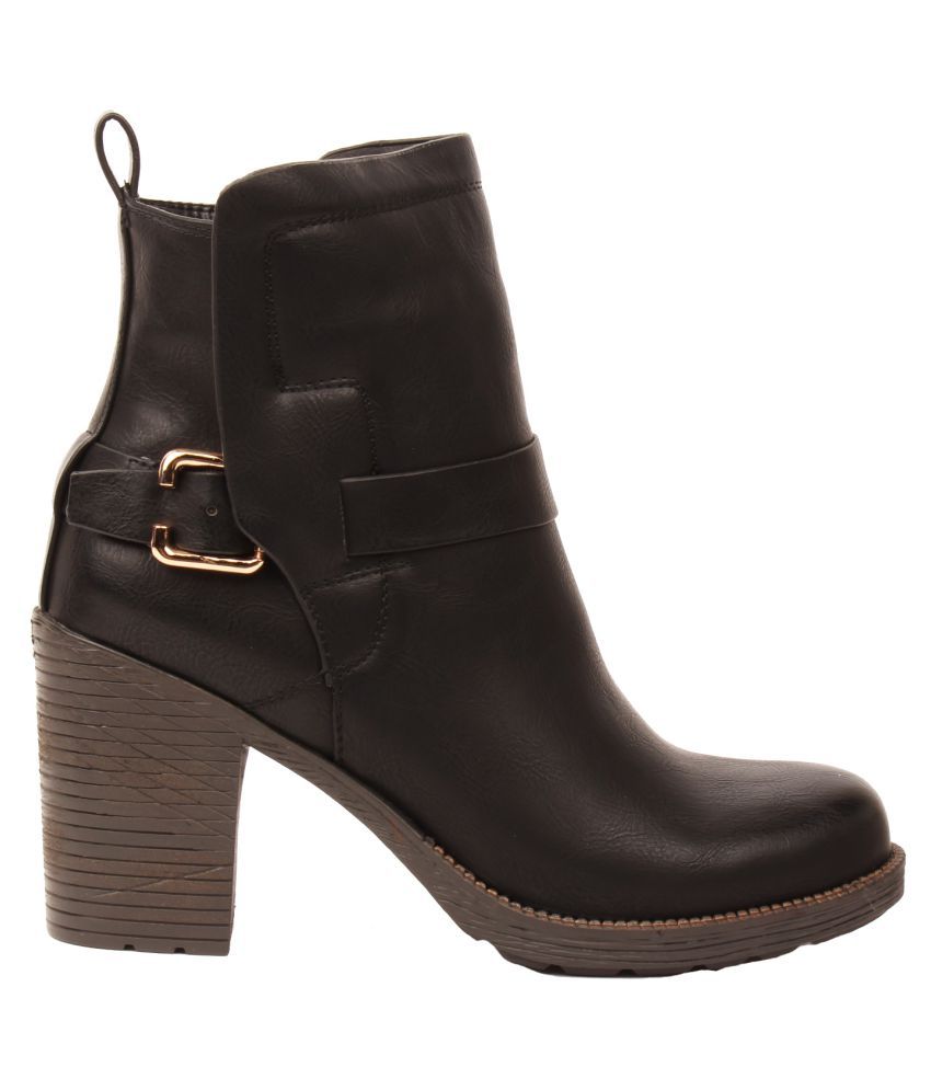 Foot Candy Black Ankle Length Bootie Boots Price in India- Buy Foot ...