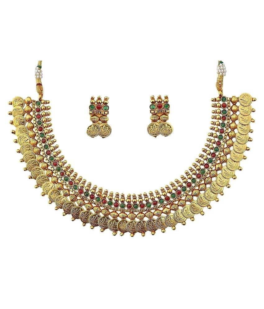     			YouBella Golden Alloy Necklace Set