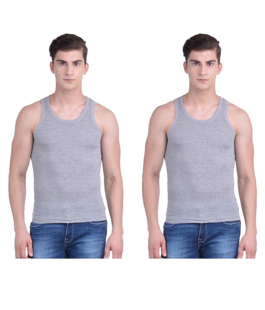     			Force NXT Pack of 2 Cotton Men's Vest ( Light Grey )