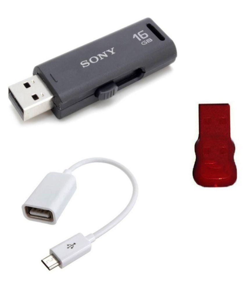     			Sony Micro vault USM16GR 16GB USB 2.0 Utility Pendrive Gray with OTG Cable and Card Reader