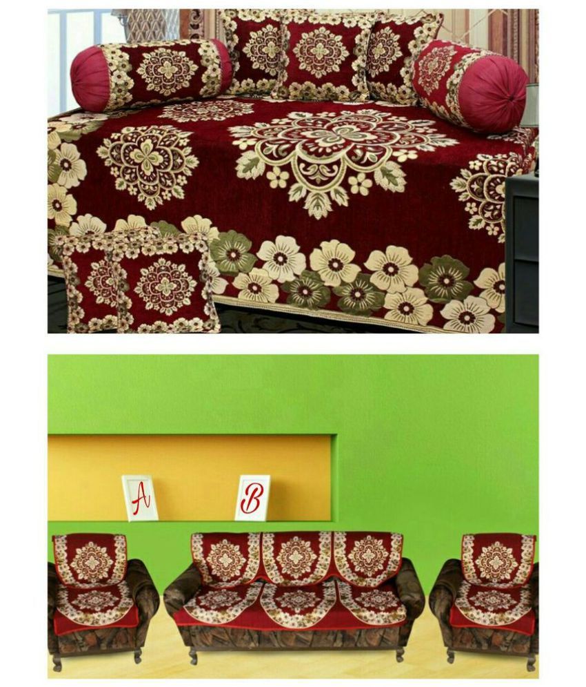 Ab Home Decor 5 Seater Cotton Set Of 18 Sofa Cover Set Buy Ab