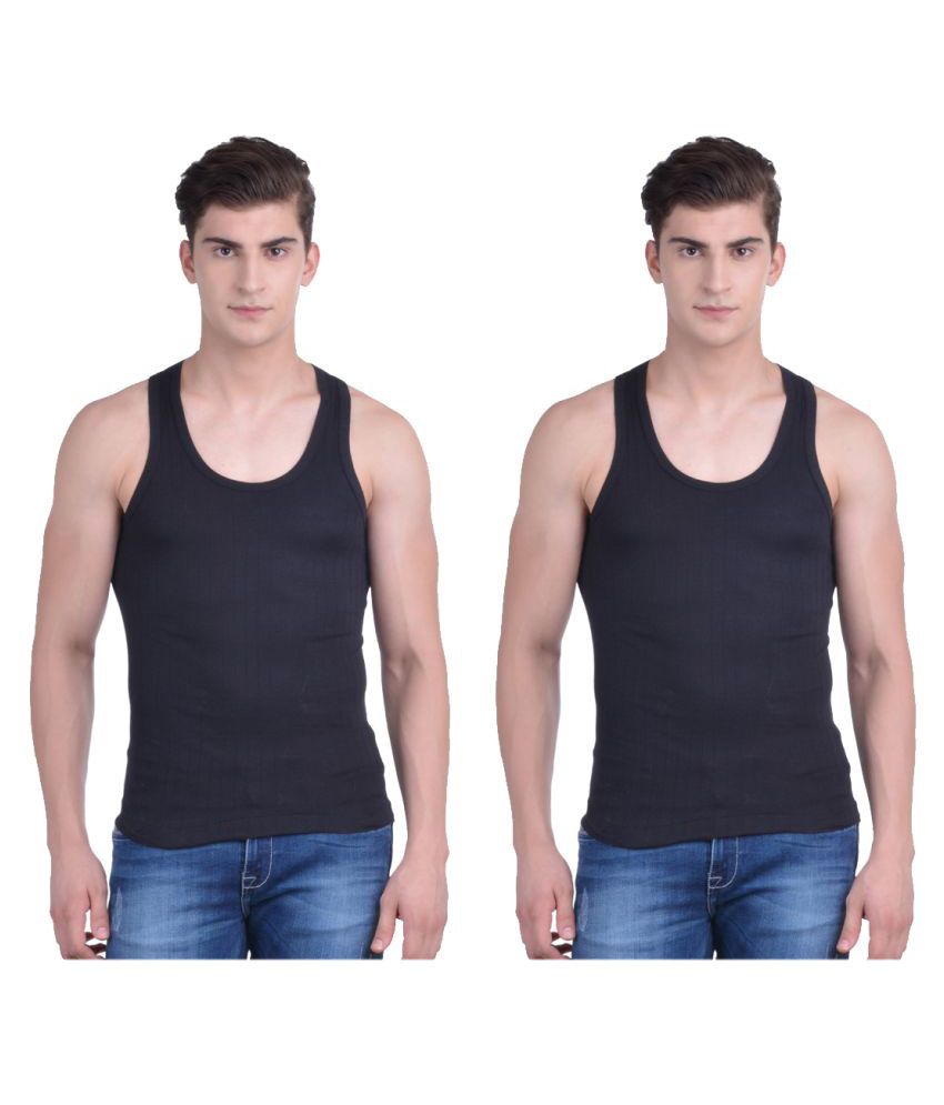     			Force NXT Pack of 2 Cotton Men's Vest ( Black )