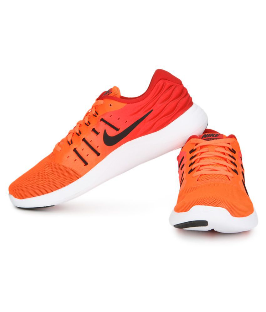 orange colour sports shoes