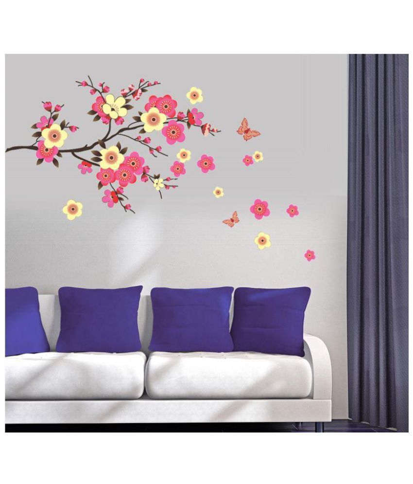 New Way Decals Flowers With Butterflies PVC Wall Stickers Buy New Way