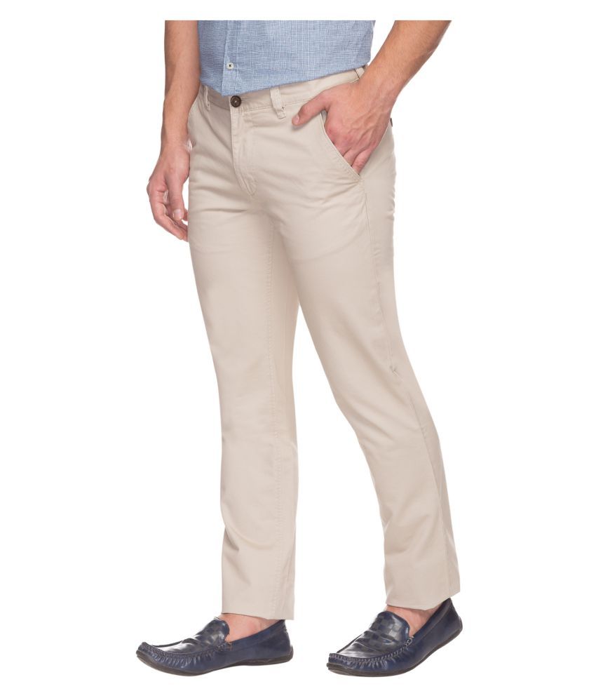 Dj\u0026C by FBB Beige Regular Fit Chinos 
