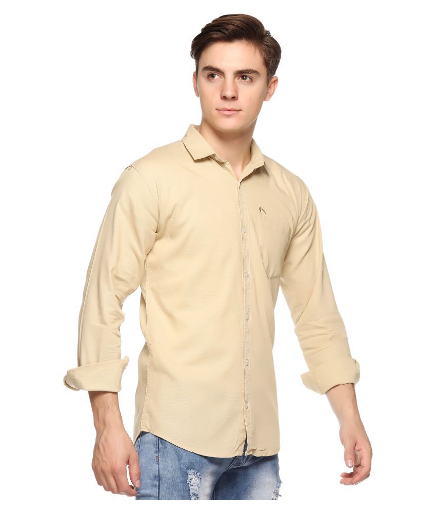 men's beige casual shirt