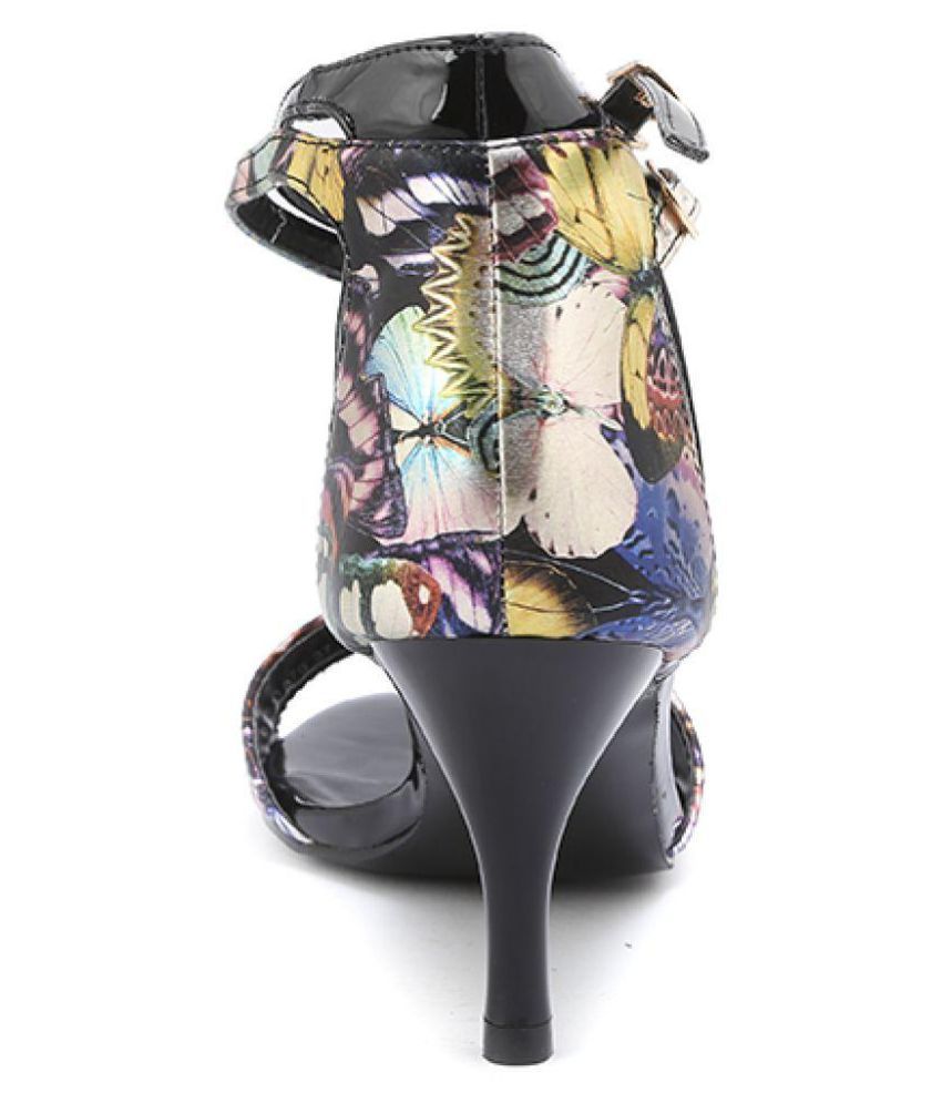 multi colored kitten heels