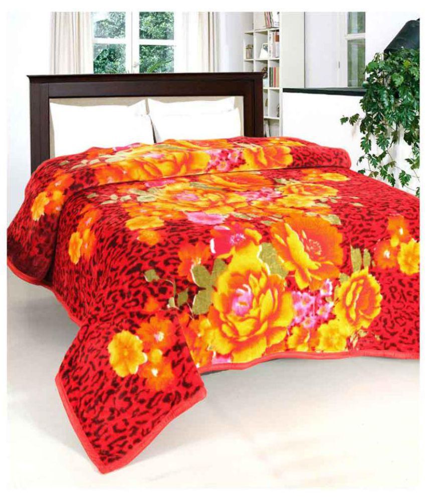     			Furhome Double Poly Mink Floral Blanket