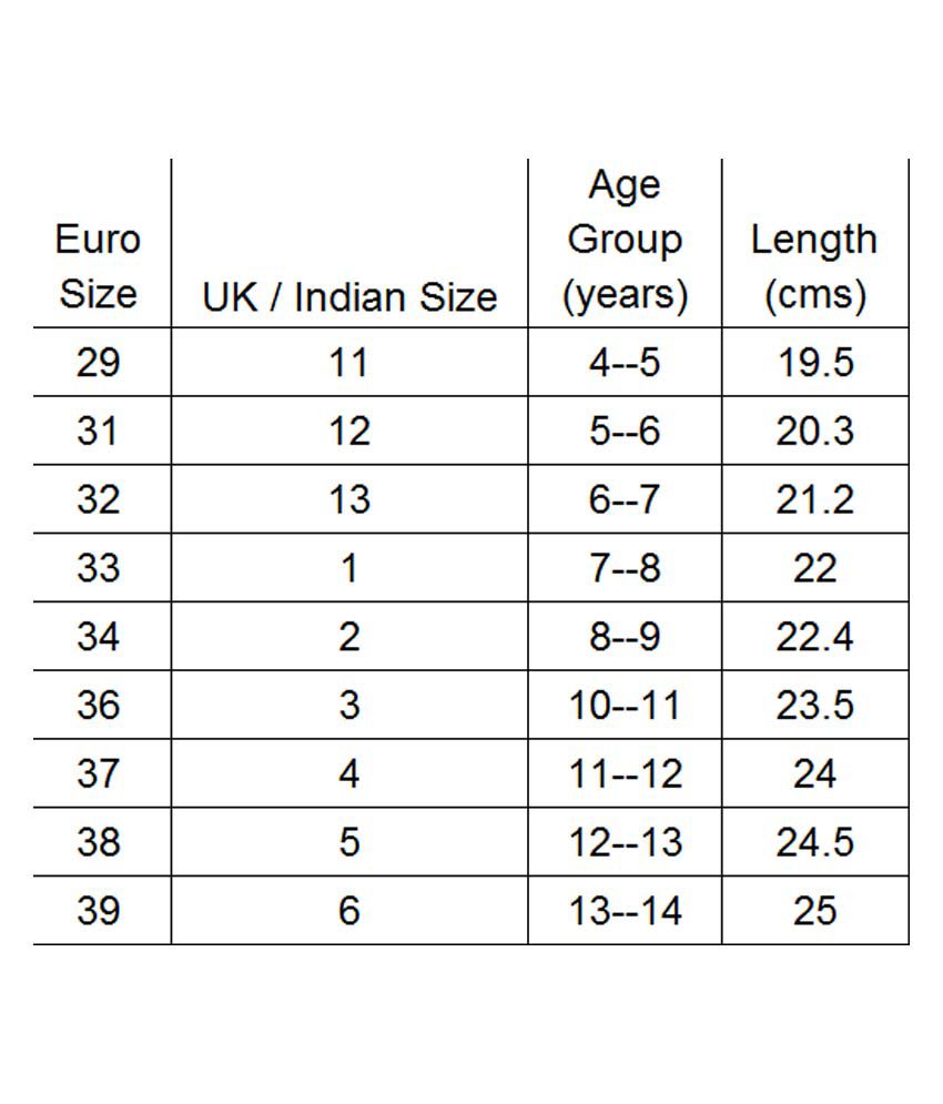 indian size to euro size