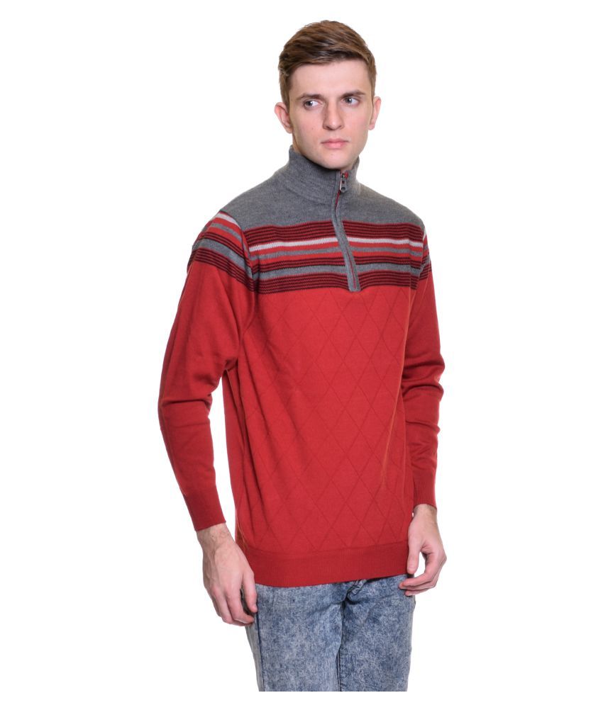Captor Red Stand Collar Sweater Buy Captor Red Stand Collar Sweater