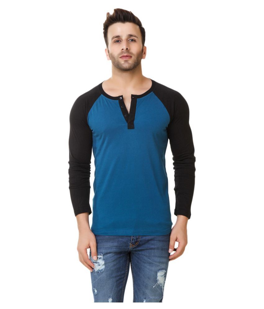     			Urbano Fashion Blue Henley T-Shirt