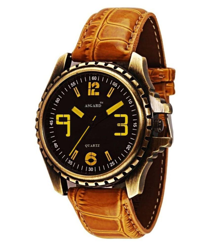 Asgard Brown Leather Analog Watch - Buy Asgard Brown Leather Analog