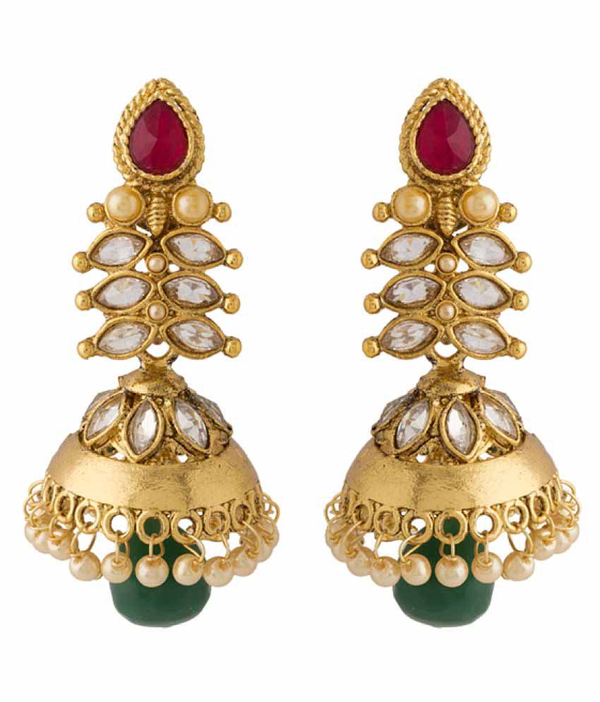 Voylla Golden Alloy Jhumki Earrings Single Pair - Buy Voylla Golden ...