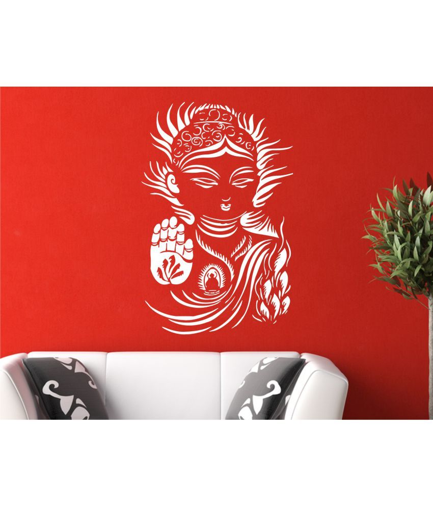 Wall Guru Lord Buddhism White Wall Decal And Sticker Vinyl Wall
