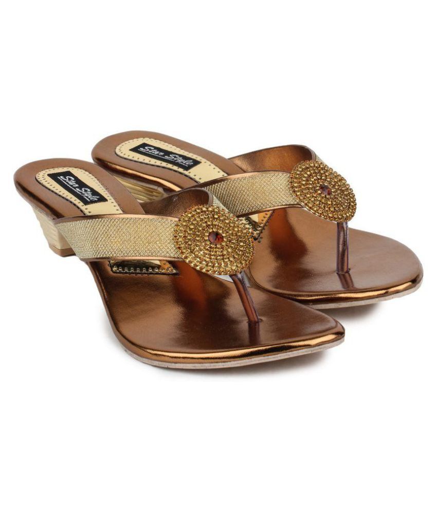 Star Style Gold Block Heels Price in India- Buy Star Style Gold Block Heels Online at Snapdeal