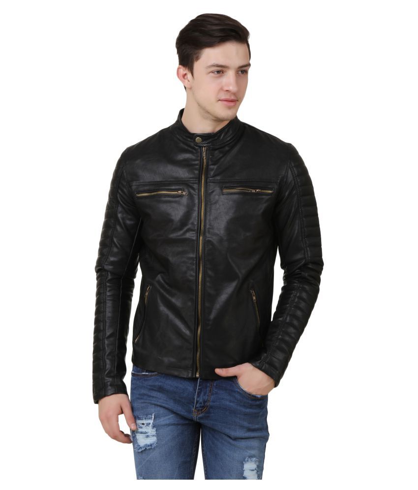 Rocker Fashions Black Leather Jacket - Buy Rocker Fashions Black ...